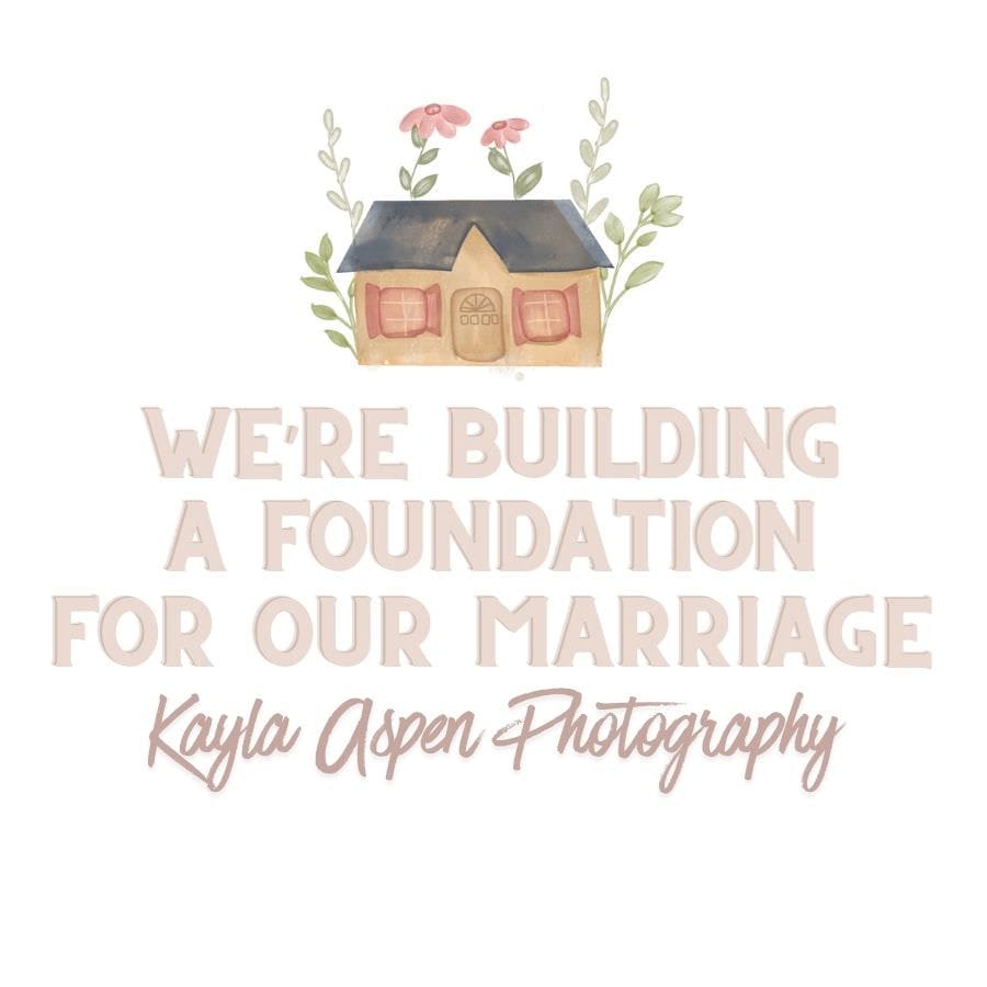 Illustration with the text “We’re building a foundation for our marriage,” representing intentional wedding planning focused on marriage rather than just the wedding day.