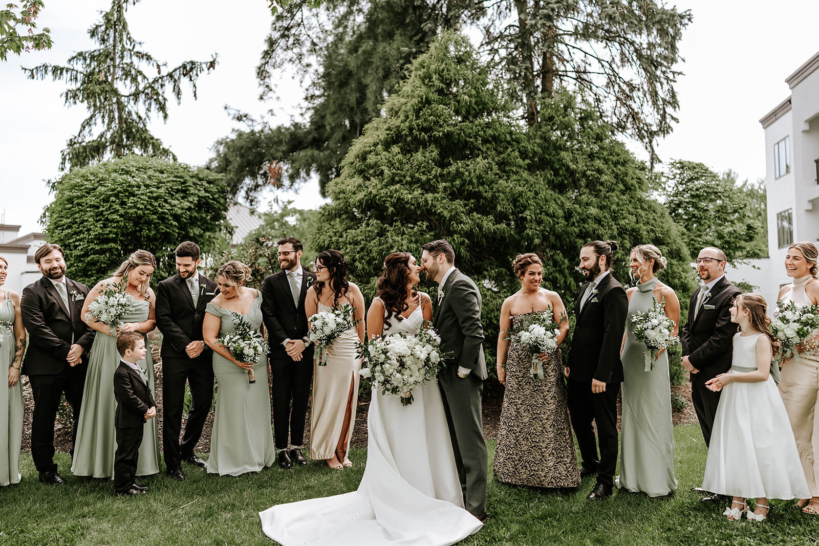 Wedding party portraits outdoors at The Merion wedding venue