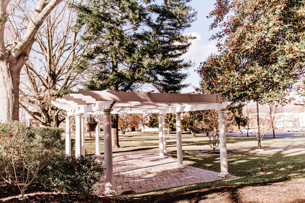 Outdoor pergola ceremony space at Collingswood Grand Ballroom in South Jersey