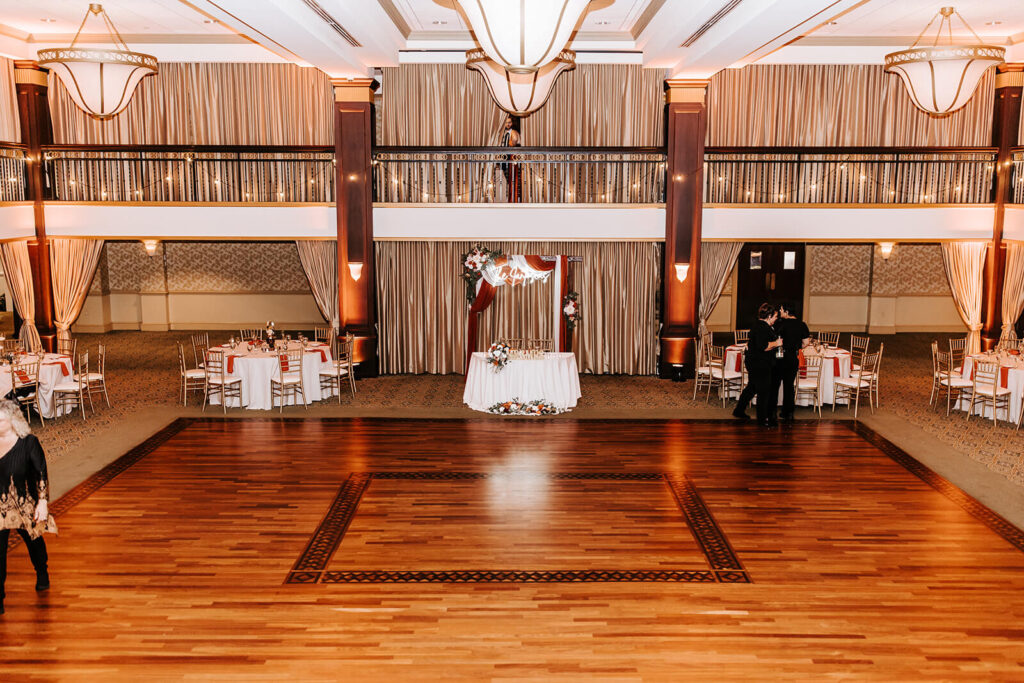 Wedding reception ballroom with dance floor at Collingswood Grand Ballroom in New Jersey