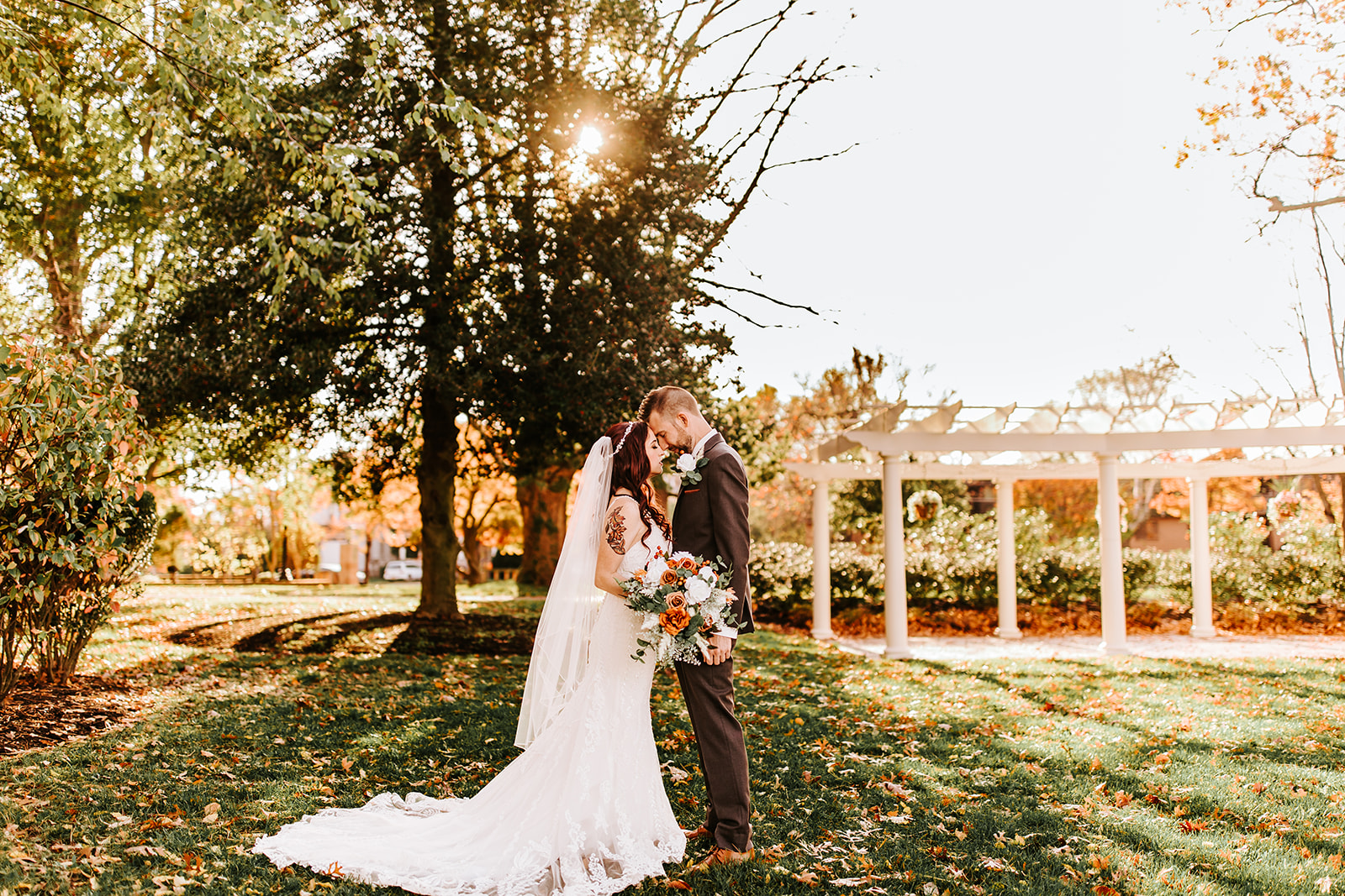 Golden hour portraits captured the couple surrounded by beautiful autumn light.